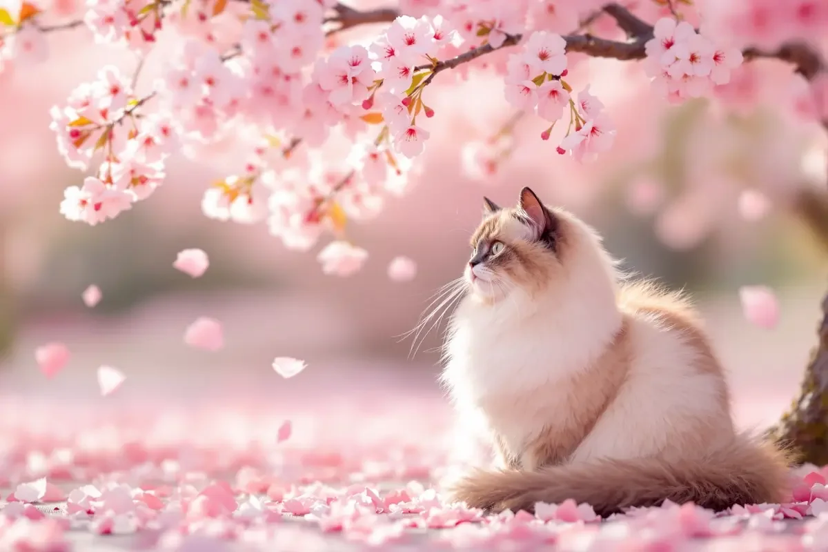布偶猫 · 春日樱花下的优雅 细节图 1